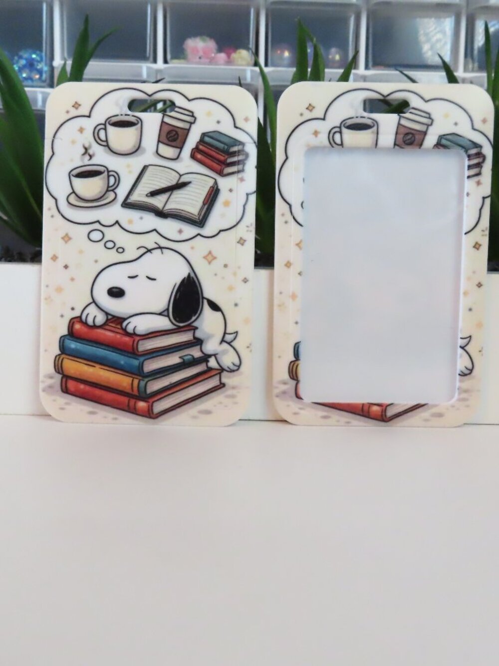 Snoopy Coffee & Butterflies ID Badge Holder